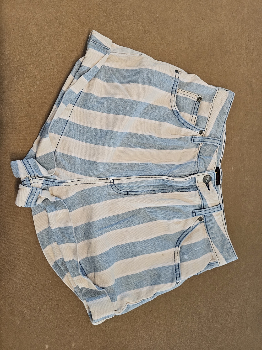 Lee Women's High-Waist Blue & White Striped Shorts